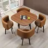Mesa de Recepção Simples e Combinação de Cadeiras Mesa de Negociação Recepção de Loja Comercial Mesa e Cadeira Mesa Redonda Pequena para Lazer de Escritório