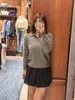 RL26 Suéter Polo de Punto Trenzado Otoño Manga Larga Cuello Camisero Suéter de Lana Corte Holgado para Mujer RL27244