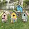 Pared de Productos Nuevos Transfronteriza Casa para Pájaros Montada en Pared Madera Maciza Exterior Nido de Pájaros para Jardín Decoración de Patio Nido de Pájaros Artesanías de Madera Adorno Colgante