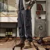 Calça casual masculina de marca da moda, estilo americano, primavera e outono, corte reto solto, novo modelo 2026, perna larga, plus size, calça de trabalho masculina cinza