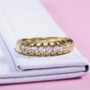 Anillo simple de estilo japonés y coreano Hecheng, anillo geométrico popular de moda, anillo de circonita de una sola fila, anillo chapado en oro