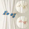 Nuevos sujetacortinas de hoja de cloisonné transfronterizos, dulces, elegantes, versátiles, decoraciones de hebillas de cortina sin perforación