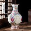 Adornos de Jarrón de Cerámica de Jingdezhen Sala de Estar Arreglo Floral Porcelana Hueca Pastel Estilo Chino Moderno Decoraciones para el Hogar Gabinete de Vino