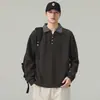 Novedad Otoño/Invierno 2026: Sudadera a cuadros para hombre con cuello camisero y detalle de botones, Estilo High Street Americano, Manga larga, Top de marca de moda de Hong Kong