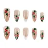 Comércio Exterior Manicure Estéreo Embossada de Natal, Muletas de Floco de Neve, Unhas Amêndoa, 24 Peças de Adesivos de Unhas Francesas