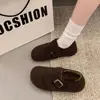 Zapatos de Algodón para Mujer Estilo Birkenstock de Moda con Forro de Felpa para Otoño e Invierno, Zapatos Planos de Suela Blanda, Mocasines Retro Japoneses Populares para Mujeres Embarazadas