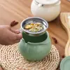 Jarra de Cerámica para Manteca, Tanque de Aceite Doméstico Resistente a Altas Temperaturas con Tanque de Filtro, Tanque de Almacenamiento de Aceite con Tapa, Utensilios de Cocina, Taza para Estofado
