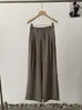 Calça Casual Reta de Cor Sólida, Caimento Fluido, Lisa, Cintura Alta, Semi-Elástica, Inspirada no Design Omalai, para Mulheres 6149