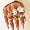 Diseño Transfronterizo Europeo y Americano Anillo Abierto Líquido Flor de Lava Conjunto Anillo de Perla de Imitación Barroca para Mujer