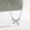 Collar de Plata de Ley S925 con Lazo y Colgante de Diamante Destellante para Mujer, Cadena Ligera de Lujo de Diseño de Nicho, Collar para Clavícula Versátil, Regalo para Novia