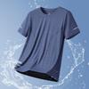 Camiseta de manga corta de seda helada para papá, fina, transpirable, deportiva, de verano, con cuello redondo, para hombre de mediana edad, de secado rápido.