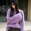 Tejido de Punto con Hilo de Puntos de Lujo y Elegancia, Estilo Perezoso, Cuello Redondo Holgado que Cubre la Figura, Tejido de Lana Cepillada a la Moda y que Rejuvenece para Mujer