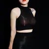 Top Transparente Brillante Qinghe 912, Medias Finas Sexys, Camiseta sin Mangas Ajustada, Lencería Erótica Femenina Sin Costuras Brillante