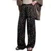 Calça Casual Vintage de Leopardo com Pernas Largas para Mulheres, Estilo Fino de Verão 2026, Estilo Old Money, Cintura Alta, Elegante, Caimento Fluido, Modelagem Ampla, Calças de Comprimento Total
