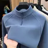 Sudadera gruesa para hombre con forro polar, media cremallera, color liso, cuello alto y capa interior cálida, nueva colección otoño/invierno 2026