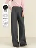 Calça de inverno larga feminina Xin Ge, cintura alta, com caimento fluido, espessada para aquecer e projetada para valorizar as pernas com corte reto.