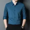 Camisa para Hombre de Alta Calidad, Ligeramente Gruesa, Sin Costuras, Estilo Business Casual, No se Arruga, de una Sola Cara, Casual, Versátil, Manga Larga, Ropa para Hombre
