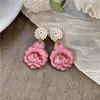 Brincos pingente de flor com gota de óleo de agulha de prata, brincos frescos, doces, modernos, simples, requintados, brincos de nicho de alta qualidade para mulheres