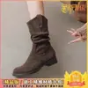 Botas de Plataforma Melaleuca para Mujer 2026 Nuevo Otoño Color Caqui Súper Calientes con Plataforma Interna para Aumentar la Altura Botines Cortos Botas Martin Retro a Media Pantorrilla