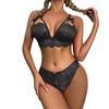 Ropa interior sexy de comercio exterior transfronterizo, conjunto de tentación con lazo de tres puntos y correa de encaje europeo y americano, fabricantes al por mayor