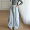 Calça de Moletom Feminina Primavera e Outono 2026 Nova Casual Estilo Coreano Calça de Perna Larga Tricotada para Crianças Maiores Roupa Infantil Transfronteiriça
