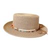 Sombrero de Ala Plana Retro Estilo Étnico para Niños Sombrero de Paja Protector Solar de Verano Sombrero de Ala Plana Tendencia Nacional Sombrero de Ala Plana para Vacaciones en la Playa Sombrero de Sol Versátil