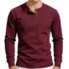 Camiseta de Hombre Amazon Otoño/Invierno Pana Capa Interior Superior Vintage Elástica Ajustada Cuello Henley Manga Larga Camiseta Básica