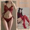 Shuoyao lingerie sexy sexy see-through malha paixão borboleta três pontos sem costas engrenagem aberta livre fora uniforme terno 268