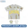 Camiseta Nueva de Verano Estilo Sucio Teñido Roto, Algodón Puro, Resistente, Corte Holgado, Estampado de Letras, Manga Corta, Moda Retro Americana