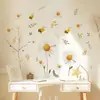 Adesivo de Parede Planta Florzinha Margarida Abelha Estilo Pastoral Decalque de Flores Sala de Estar Quarto de Crianças Adesivos de Decoração de Parede