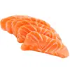 Sashimi de Ventresca de Salmón Noruego en Rodajas, Filetes Frescos de Pescado Crudo, Ventresca de Salmón, Salmón del Atlántico