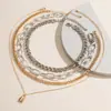 Conjunto de colares multicamadas de moda personalidade europeia e americana corrente de trava combinando com tudo colar de clavícula