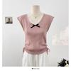 Tejido de Seda Helada con Cordón y Encaje en V para Chicas Calientes en Verano, Top Base Chic que Ceñe la Cintura, Blusa Francesa con Mangas Cortas Volantes