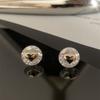 Pendientes de botón de metal con circonitas, elegantes, pequeños, exquisitos y versátiles, de diseño nicho, ligeros y lujosos.