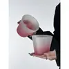 Estilo Ins Nicho Gradiente Rosa Rayas Simples Vidrio Taza de Café Helado Taza de Desayuno para Leche Taza de Alto Valor