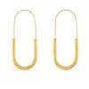 Pendientes nuevos de estilo europeo y americano con forma de alfiler dorado, personalizados, sencillos, de acero de titanio chapados en oro auténtico de 18 quilates.