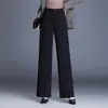 Pantalones de mujer de pierna ancha, fluidos, de cintura alta, estilo coreano, nuevo otoño 2026, negros, rectos, de corte holgado, pantalones de traje, pantalones casuales adelgazantes