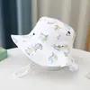 Chapéu de Pescador Infantil com Proteção Solar Estampado de Desenho Personalizado Moda Bebê Proteção Solar Primavera e Verão Logo Bordado Circunferência da Cabeça Grande