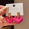 Pendientes Geométricos Color Rojo Rosa de Moda Retro Nuevos 2026, Estilo Francés, Únicos y Elegantes, Pendientes Exagerados y de Alta Gama