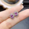 Venta al por mayor de fábrica Populares Pendientes de Zafiro Rosa Natural Plata S925 Incrustado Piedra Principal 3*5 Joyería de Lujo Venta Directa de Fábrica