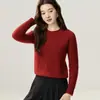 Colección de otoño e invierno: Suéter 100% cachemira pura para mujer, cuello redondo, engrosado, estilo pullover, top de punto casual versátil