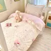 Conjunto de três peças estampado em algodão 100% Classe A, estilo fresco e simples, conjunto de lençóis de solteiro para estudantes, roupa de cama para dormitório