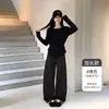 Pantalones de traje de mujer de alta gama a la moda con botones ocultos, nuevos estilos de primavera y otoño, adelgazantes, fluidos, de cintura alta, corte holgado, versión estrecha, pantalones de pierna ancha