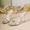 Sandalias de Alta Gama para Mujer 2025, Zapatos para Mujer Tallas Grandes, Tacones de Aguja Sexy con Tiras y Punta Abierta, Tacones Ultra Altos Romanos