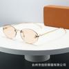 Gafas de sol ovaladas sin marco con forma de estrella de diamante y letra F de estilo europeo y americano, gafas de sol estilo Street Shot elegantes y a la moda.