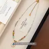 Novo Colar de Contas Naturais Coloridas Estilo Chinês para Mulheres, Gargantilha de Contas com Pingente de Turquesa Moda de Luxo Leve de Nicho