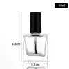 Botella de Vidrio Transparente para Esmalte de Uñas de 15ml Botella Cuadrada para Esmalte de Uñas con Pincel Esmalte de Uñas Pegamento para Pestañas Botella Vacía