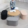 Taburete Plegable de Terciopelo Redondo para el Hogar, Taburete para Cambiar Zapatos, Taburete de Almacenamiento Multifuncional para Artículos Varios, Taburete Plegable de Almacenamiento con Botones de Terciopelo Teddy