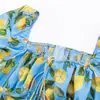 Camisa de Manga Larga Estampada Tie-Dye de Cuadrado de Cuello Alto Estilo Europeo y Americano Chica Caliente Nueva de Primavera para Mujer Top Corto Ajustado para Vacaciones