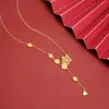 Nuevo Collar de Estilo Chino Antiguo Chapado en Oro con Borlas y Diseño de Flor Hueca, Cadena para Clavícula para Mujer, Joyería Retro de Alta Gama